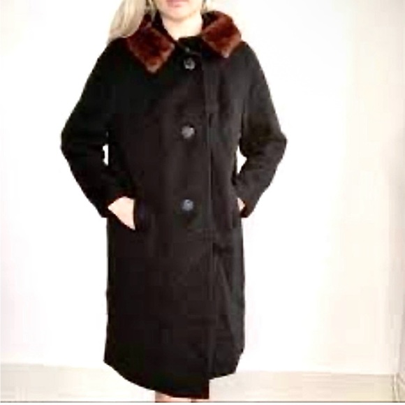 Regal Kismet Vintage Dress Overcoat Wool Mink Collar 50's 60's - Picture 8 of 8